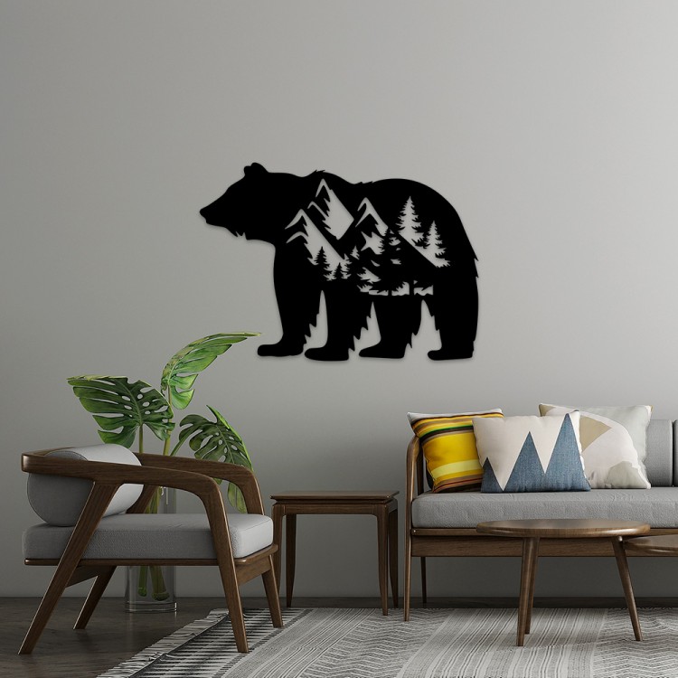 Midnight Bear MDF Duvar Dekoru – Etnik ve Modern Tasarım